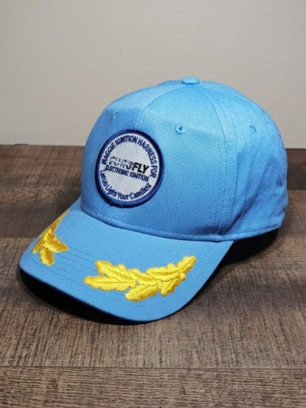 Vintage SureFly Electronic Ignition Aviation Hat Cap Blue Scrambled Eggs Pilot